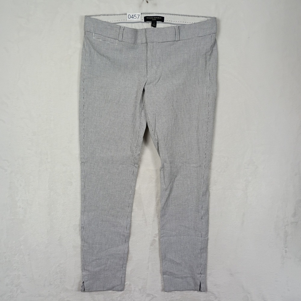 Banana Republic Sloan Pants‎ Womens 2 Black White Micro Check Work Office Career